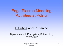 R. Zanino, Edge-plasma modeling activities at PoliTo