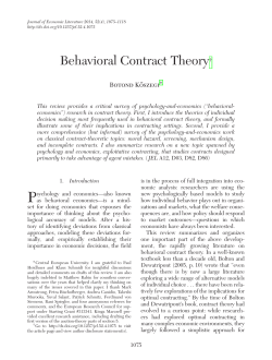 Behavioral Contract Theory - Personal pages of the CEU