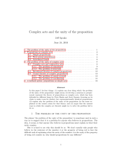 Complex acts and the unity of the proposition