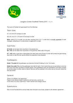 Langton Green Football Fiesta 2017 : Rules Team sizes: Goal Kicks