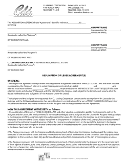 ASSUMPTION OF LEASE AGREEMENT(S)