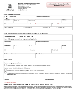 Authorization Request Form for Representation
