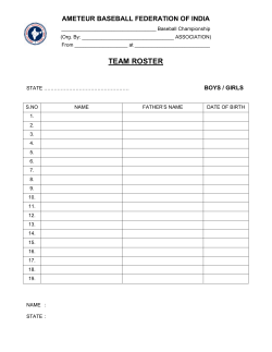 Team roster - Baseball Federation of India