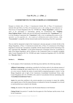 Template for commitments to the European Commission