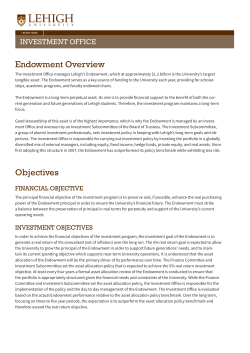 Endowment Overview Objectives