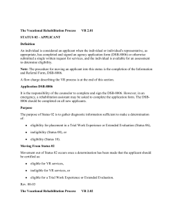 The Vocational Rehabilitation Process VR 2.01 STATUS 02