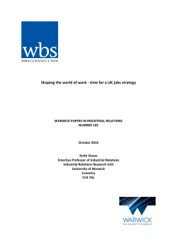 Shaping the world of work - time for a UK jobs strategy