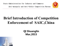 Brief Introduction of Competition Enforcement of SAIC,China