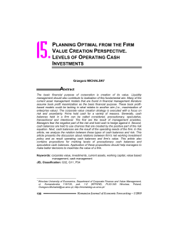 planning optimal from the firm value creation perspective. levels of