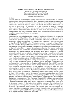 Problem solving modeling with theory of containerization