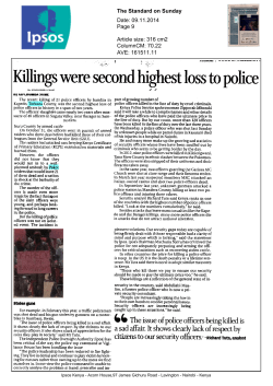 Killings were second highest loss to police
