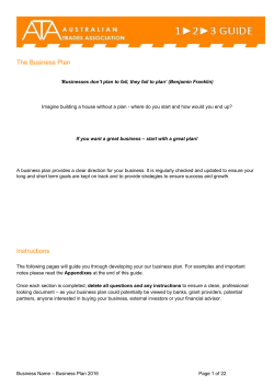 Business Plan - ATA Australian Trades Association