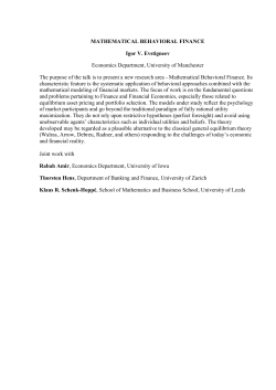 MATHEMATICAL BEHAVIORAL FINANCE Igor V