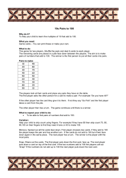 10s Pairs to 100