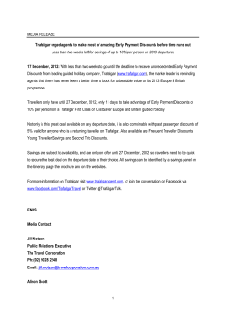 MEDIA RELEASE Trafalgar urged agents to make most of amazing