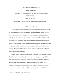 LECTURES AT FUDAN UNIVERSITY RAWLS AND MARX