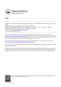 Tracking and Mixed-Ability Grouping in Secondary School