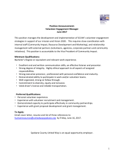 Position Announcement: Volunteer Engagement Manager June