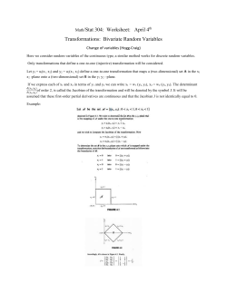 Math/Stat 304: Worksheet: April 4th Transformations: Bivariate