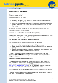 Problems with benefits and tax credits