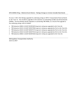 MTA EMMA Filing &ndash; Material Event Notice &ndash; Ratings Change on