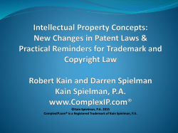 Darren Spielman, Esq. Kain Spielman, P.A. www.ComplexIP.com