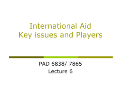 International Aid Key issues and Players