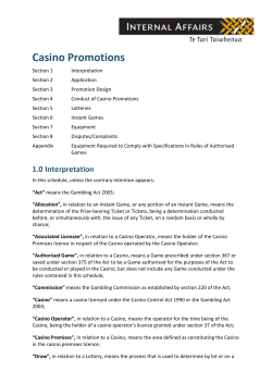 Casino Promotion - Department of Internal Affairs