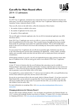 Cut-offs for Main Round offers 2014&ndash;15 admissions