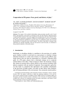 Cooperation in PD Games: Fear, Greed, and History of Play