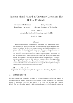 Inventor Moral Hazard in University Licensing: The Role of Contracts