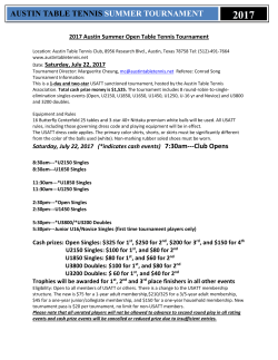 2017 Austin Summer Open Table Tennis Tournament Location
