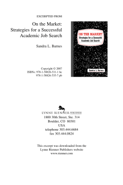 On the Market: Strategies for a Successful Academic Job Search