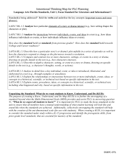 Intentional Thinking Map for PLC Planning Language Arts Florida