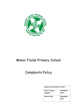 Complaints Policy - Manor Fields Primary School Salisbury