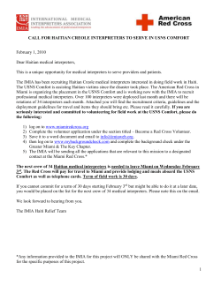 CALL FOR HAITIAN CREOLE INTERPRETERS TO SERVE IN
