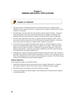 Chapter 3 DEMAND AND SUPPLY APPLICATIONS
