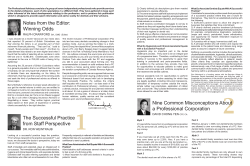 Notes from the Editor: Winning Odds The Successful Practice from