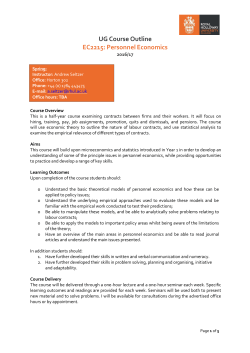 EC2215 Personnel Economics Course Outline