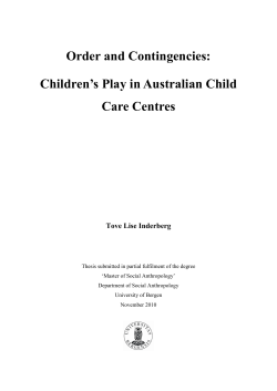 Order and Contingencies: Children`s Play in - (BORA)
