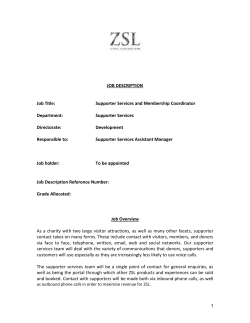 Supporter Services and Membership Coordinator Job