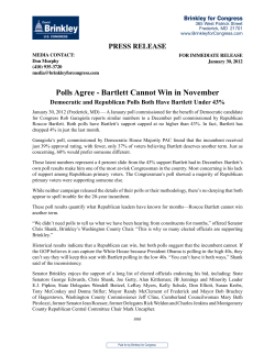 Polls Agree - Bartlett Cannot Win in November