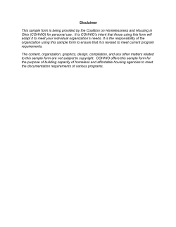 Disclaimer This sample form is being provided by the Coalition on