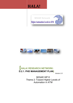 PhD Management Plan - HALA! SESAR Research Network