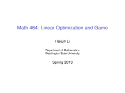 Math 464: Linear Optimization and Game