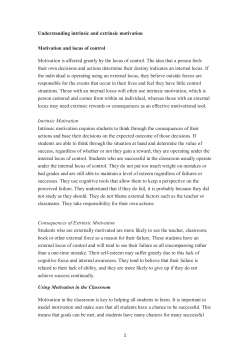1 Understanding intrinsic and extrinsic motivation Motivation and