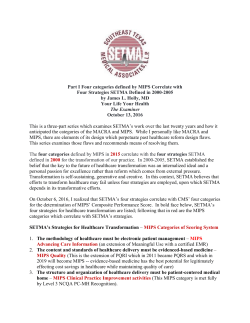 Part I Four categories defined by MIPS Correlate with Four