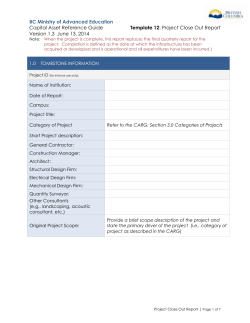Project Close Out Report