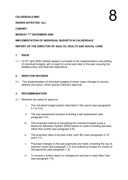 Implementation of Individual Budgets in Calderdale [Word