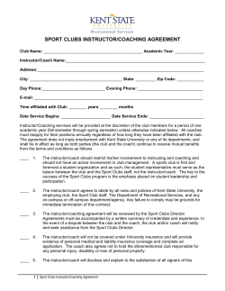 Sport Clubs Instructor/Coaching Agreement